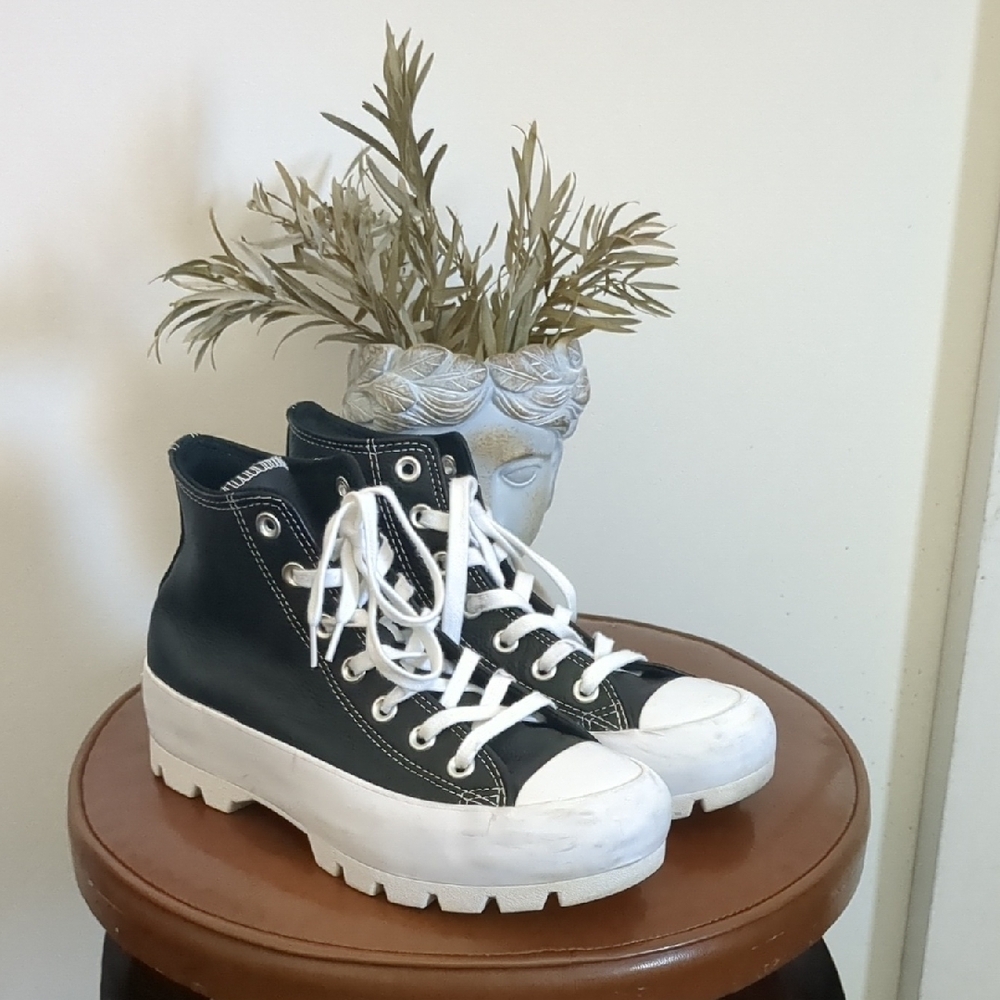 Black High-Top Sneakers with White Laces